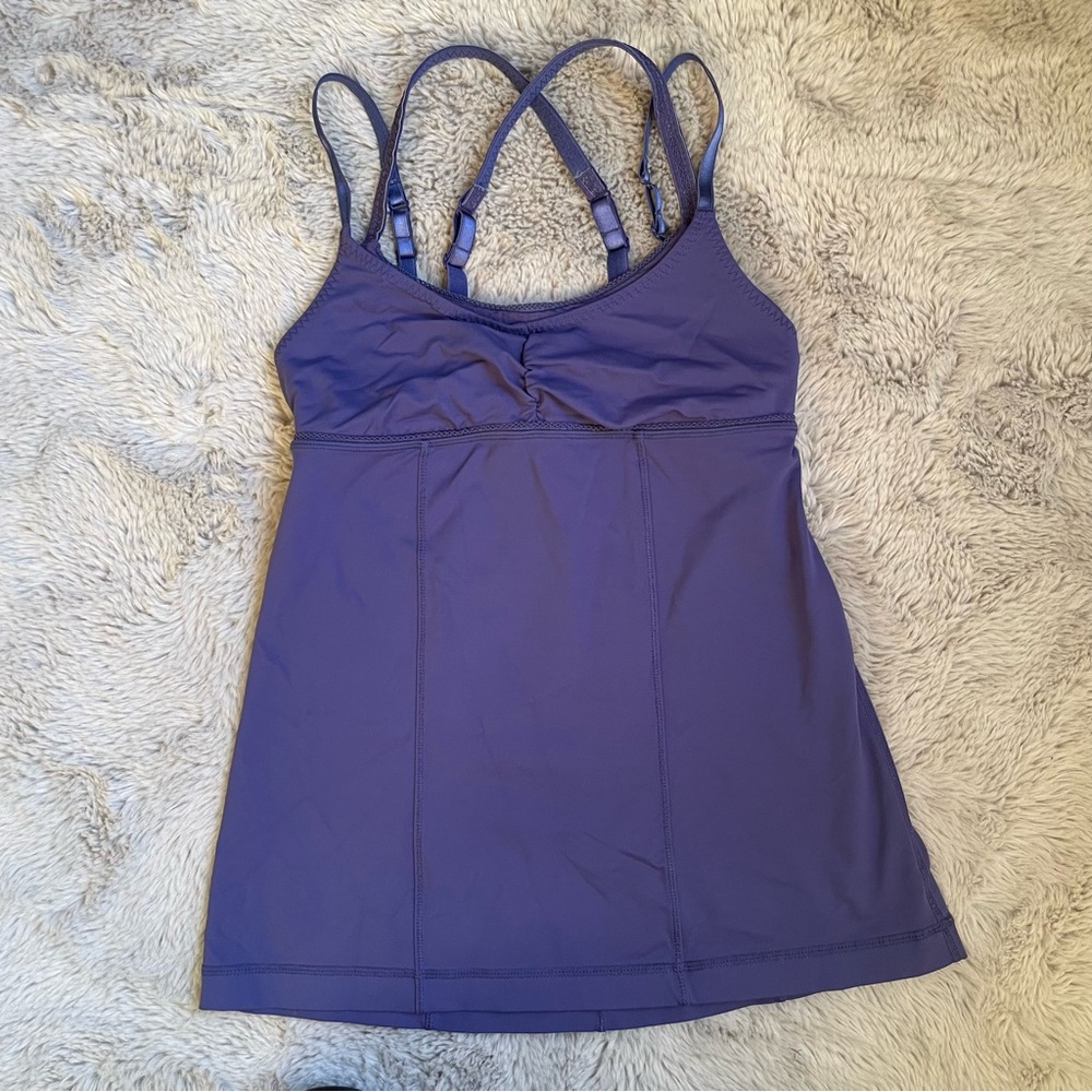Lululemon Warrior 1 Double Strap Yoga Workout hot Tank Top size 4 purple layered